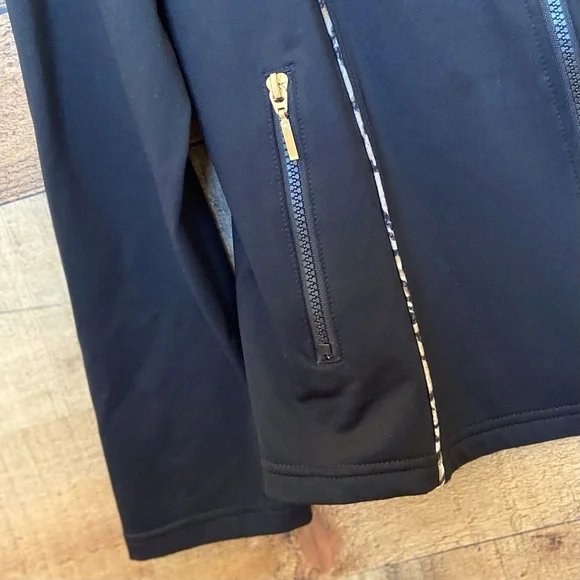 Black Zip-Up Athletic Jacket w/Leopard Trim by NEIMAN MARCUS - Picture 8 of 15